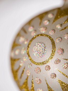 Декоративное украшение Шар №5 D9,5см БИРЮСИНКА Пчела белый стекло 000000000001207653