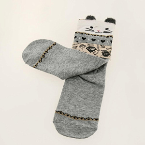 Носки женские р.36-39/23-25 LUCKY дизайн1 высокие мордочки животных 72%хлопок/26%полиэстер 000000000001187744