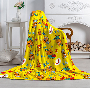 Плед 100*150 Павлинка Аэро Софт Три Кота игра желтый 100%полиэстер,плотность190г 000000000001198004