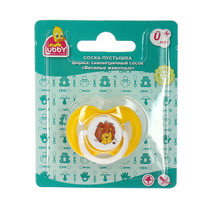 Соска-Пустышка Веселые животные Lubby, от 0 месяцев, латекс 000000000001135434