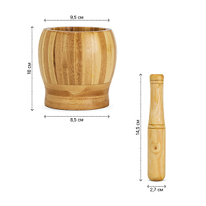 Ступка с пестиком 8,5х9,5х10см-молоток 2,7х14,5см бамбук 000000000001221640