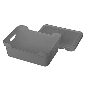 Ящик 38х27,6х14см 12л ECONOVA LUXE универсальный с крышкой серый пластик 000000000001206125