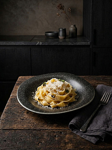 Тарелка для пасты 20,5х8,2см 400мл DE'NASTIA Wabi графит керамика 000000000001231336