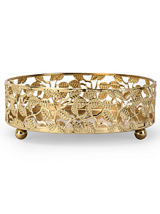 Поднос декоративный Лист 15см круглый золото металл 000000000001230170