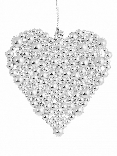 Новогоднее подвесное украшение Сердечко в серебре из полипропилена 8x8x0,3см 81958 000000000001201809