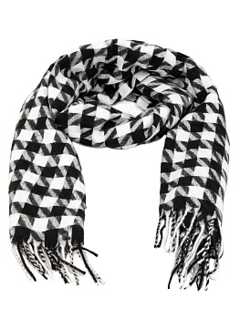 Палантин 70х180см орнамент гусиная лапка черный полиэстер 000000000001229213