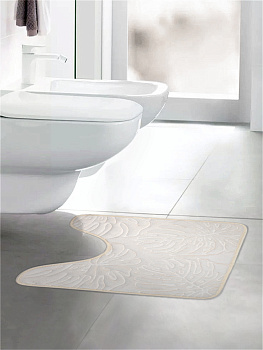 Коврик для туалета 50x50см DE'NASTIA ТРОПИКИ memory молочный полиэстер 000000000001187523