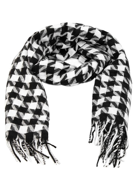 Палантин 70х180см орнамент гусиная лапка черный полиэстер 000000000001229213