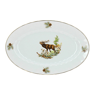 Овальное блюдо Охота Porcelaine Czech Gold Hand s.r.o., 32 см 000000000001136118