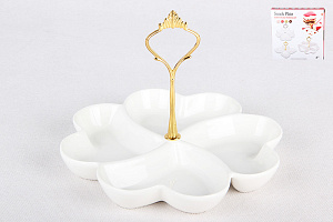 Менажница 19см подарочная упаковка клевер с ручкой Фарфор Коралл 4168 000000000001197466