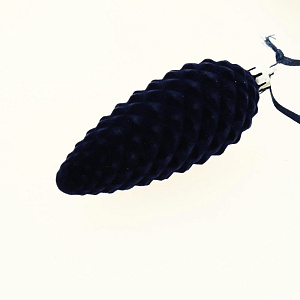 Новогоднее подвесное украшение Шишки синий бархат из полистирола 2шт 11,5x3,5x3,5см 81890 000000000001201821