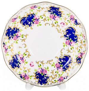 Чайная пара, чашка 250мл + блюдце, розы на синем, подарочная упаковка,122-05002 000000000001181644