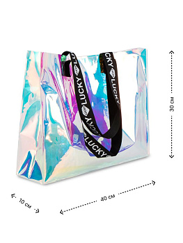 Сумка шоппер 40х10х30см прозрачная перламутр TPU/полиэстер 000000000001227604