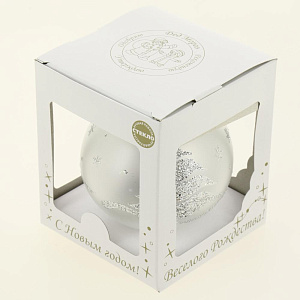 Декоративное украшение Шар №4,5 D8см БИРЮСИНКА Елки белый стекло 000000000001075070