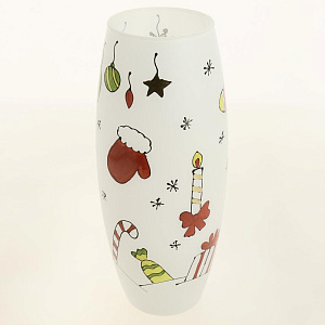 Ваза h25см ЯБЛОКО бочка снеговик декорированная стекло 000000000001210221