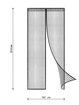 Сетка москитная 100х210см на магнитах серый полиэстер 000000000001227567