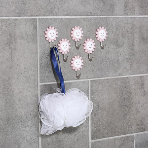 Набор крючков 6шт Ромашки на липучке микс пластик 000000000001211451