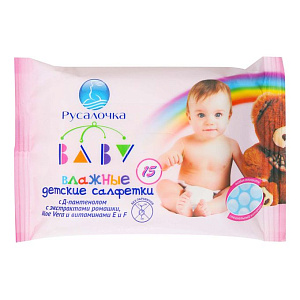 Салфетки влажные BABY ромашка/алоэ 15шт 70376 000000000001199162