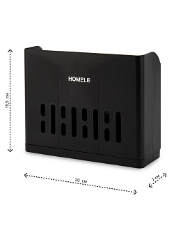 Подставка для столовых приборов 20х7х15,5см черный пластик 000000000001228326