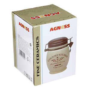 Емкость для сыпучих продуктов Фэмили Agness, 750мл, керамика 000000000001163139
