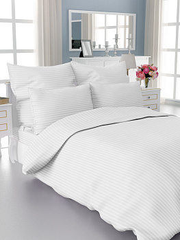 Наволочки 50x70см 2шт DE'NASTIA белый страйп-сатин 1см хлопок 100% 000000000001164825