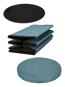 Пуфик складной 38х33см круглый голубой велюр 000000000001226424