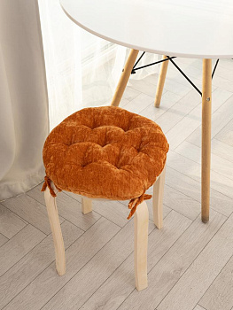 Подушка на стул 40см DE'NASTIA оранжевый велюр меланж полиэстер 000000000001226732