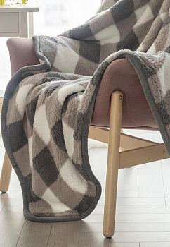 Плед 150x200см DE'NASTIA Уютный клетка серый полиэстер 000000000001216566