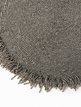 Салфетка сервировочная 35см DE'NASTIA с бахромой серый бисер 000000000001229584