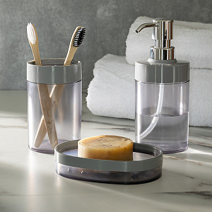 Диспенсер для жидкого мыла 7x7x17см LUCKY серый пластик 000000000001218798