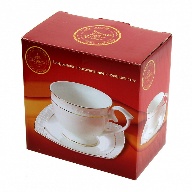 Чайная пара Снежная королева Коралл, 280мл подарочная упаковка 000000000001063216