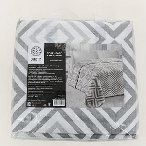 Покрывало DE'NASTIA 155x220см жаккард ромб светло-серый U000175 000000000001203206