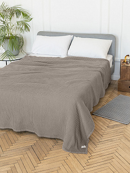 Покрывало 200x220см DE'NASTIA вафельное бежевый хлопок 000000000001230295