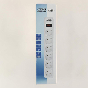 Фильтр сетевой 3м 6 розеток LUAZON LIGHTING 2200Вт 10А 220В белый 000000000001205717