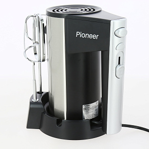 Миксер 350Вт PIONEER 5-скоростей режим Турбо венчики для взбивания/смешивания яиц и крема крючки для замеса теста подставка для хранения металл 000000000001214157