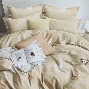 Комплект постельного белья 2-спальный ЛЮБОВЬ И ЖИЗНЬ Сердца простынь180х215см пододеяльник215х175см наволочки70х70см-2шт бежевый бязь хлопок 000000000001209369