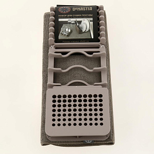 Набор для сушки посуды (сушилка 3 секции с ковриком для сушки посуды) DE'NASTIA светло-коричневый пластик/полиэстер 000000000001205933