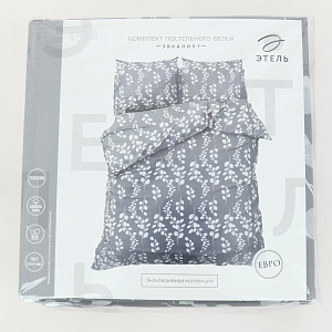 Комплект постельного белья Евро ЭТЕЛЬ Эвкалипт пододеяльник 200х217см простынь 220х240см наволочки 70х70см-2шт хлопок 000000000001211274