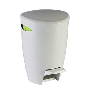 Урна с крышкой с педалью 5л бело-салатовая 20х23х30см пластик PRIMANOVA M-E04-05 000000000001201681