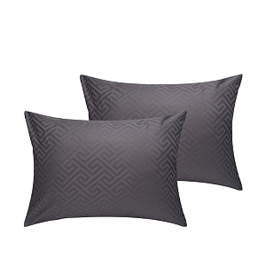 Наволочки 50х70см-2шт DE'NASTIA JQ меандр темно-серый сатин хлопок-100% 000000000001215612