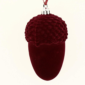 Новогоднее подвесное украшение Жёлуди бордо бархат из полистирола 2шт 10x5x5см 81894 000000000001201818