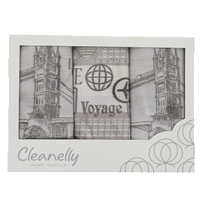 Комплект кухонных полотенец 50х70см 3шт CLEANELLY Бон вояж пестроткань 100% хлопок КЦ560-556х2-2597 000000000001198648