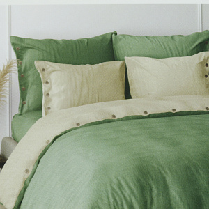 Пододеяльник 200x220см DE'NASTIA 2сторонний молочный/зеленый бязь 100%хлопок 000000000001208089