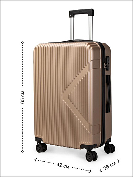 Чемодан на колесах M (42х26х65см) геометрия золото ABS 000000000001226515
