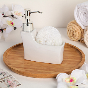 Дозатор для моющего средства 250мл ДОЛЯНА Нежность с губкой керамика 000000000001211473