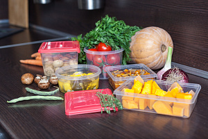 Банка для продуктов Plast Team PATTERN, с закручивающейся крышкой, 0,35л, коралловый, 115х115х52 (PT1127) 000000000001201508