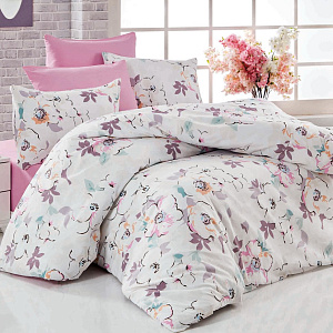 Комплект постельного белья 1,5-спальный LUCKY Акварель 1 наволочка 50х70см белый/розовый ранфорс 80% хлопок 20% полиэстер 000000000001213450