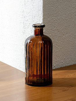 Ваза декоративная 800мл 8,5x8,5x20см DE'NASTIA Египет бутыль ручная работа коричневый стекло 000000000001220890