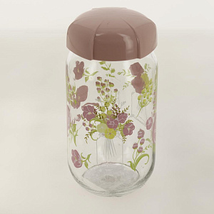 Банка 1л RENGA Цветы с пластиковой крышкой стекло 000000000001203278