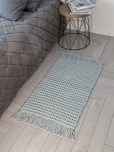 Коврик универсальный 50x80см DE'NASTIA Вафля с бахромой синий хлопок/полиэстер 000000000001230280